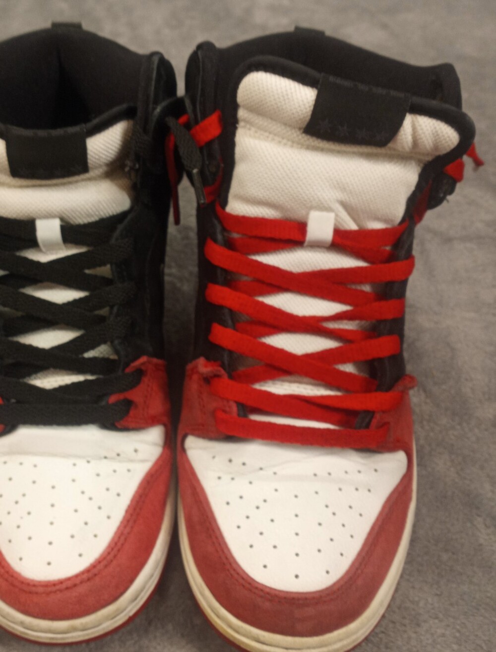 Nike Dunk High Panda sneakers in black, white, and red Nike swoosh Size 9